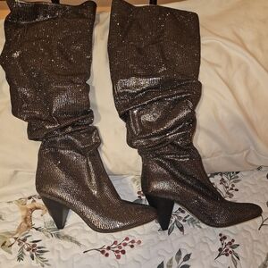INC International Concepts Shimmering Brown Heeled Boots